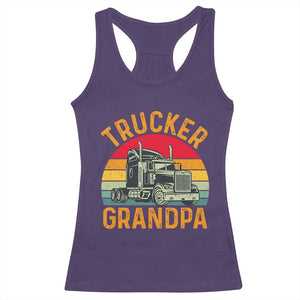 Trucker Grandpa Retro Class 8 Semi Truck Racerback Tank Top