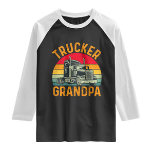 Trucker Grandpa Retro Class 8 Semi Truck Raglan Shirt
