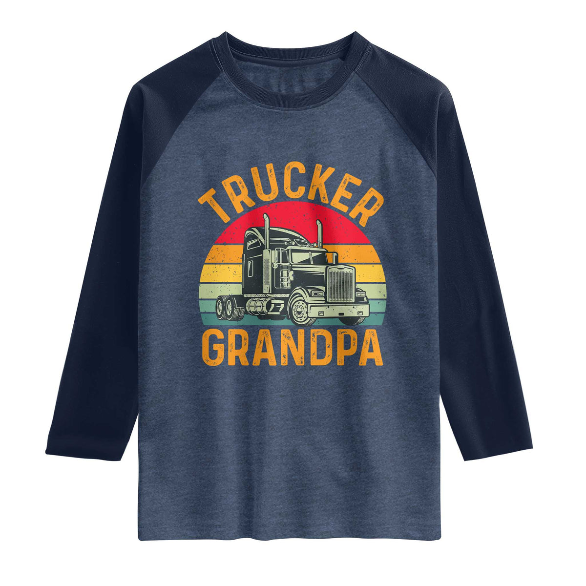 Trucker Grandpa Retro Class 8 Semi Truck Raglan Shirt