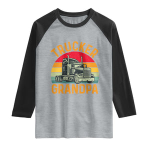 Trucker Grandpa Retro Class 8 Semi Truck Raglan Shirt