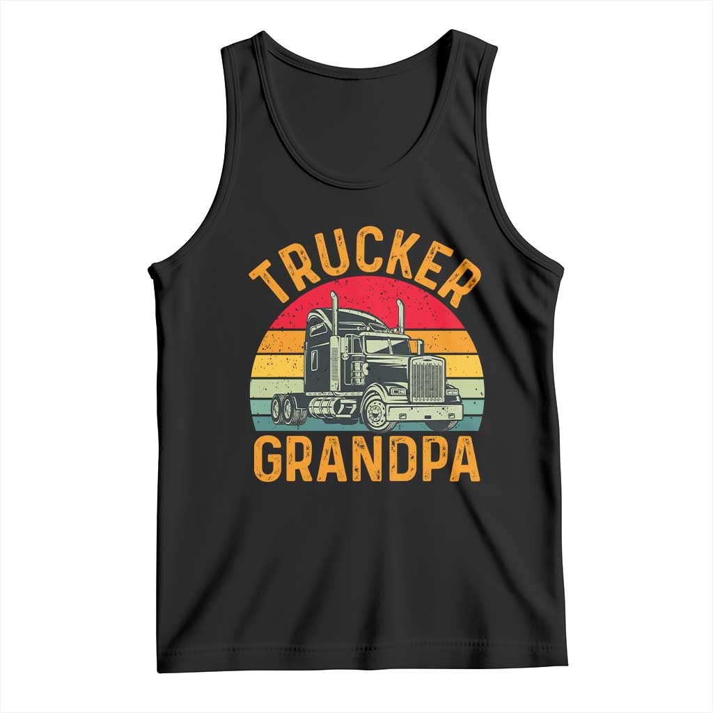 Trucker Grandpa Retro Class 8 Semi Truck Tank Top