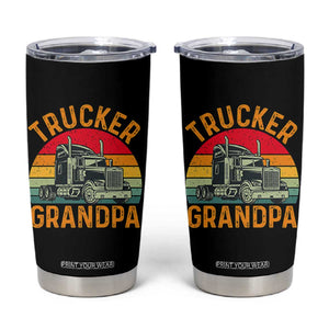 Trucker Grandpa Retro Class 8 Semi Truck Tumbler Cup