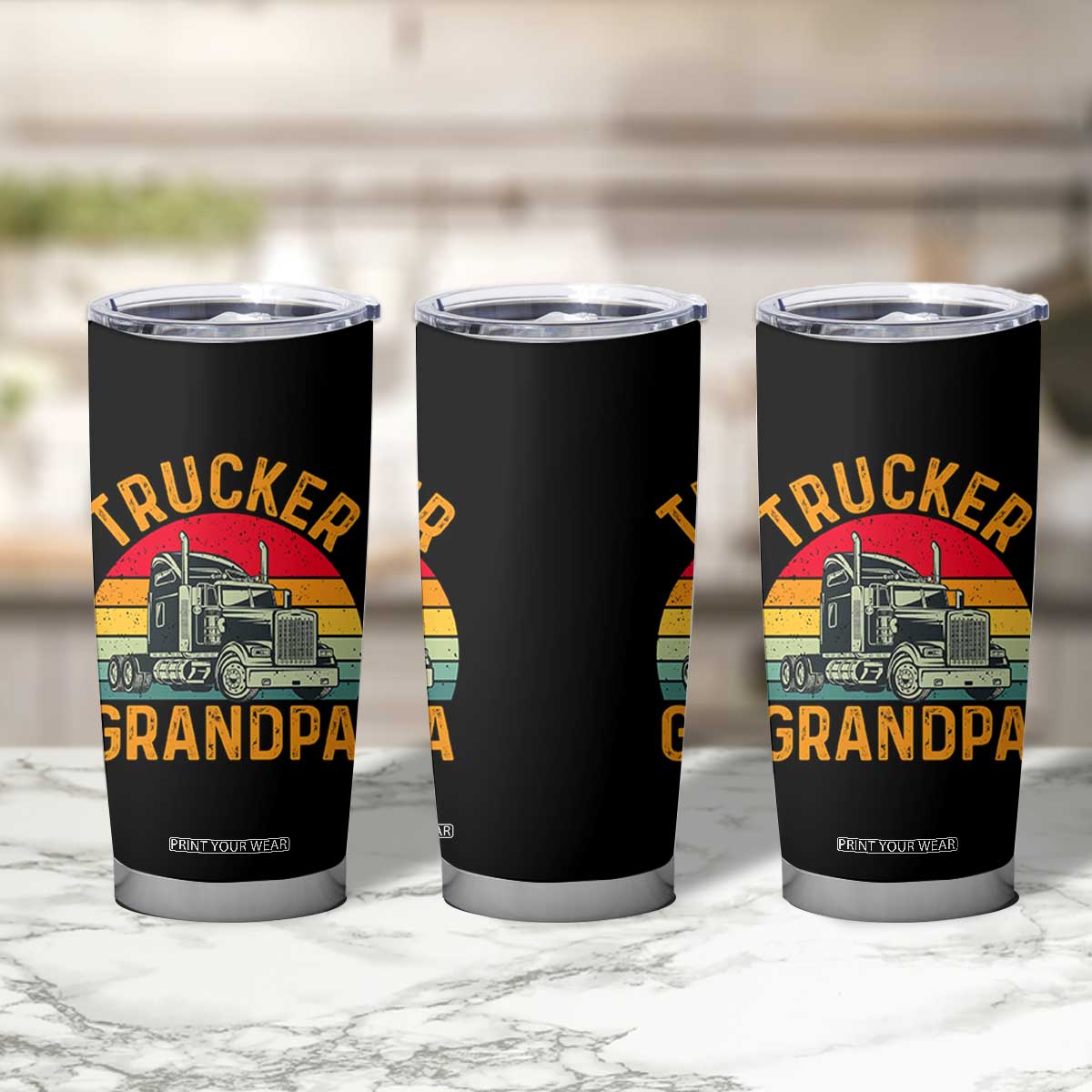 Trucker Grandpa Retro Class 8 Semi Truck Tumbler Cup