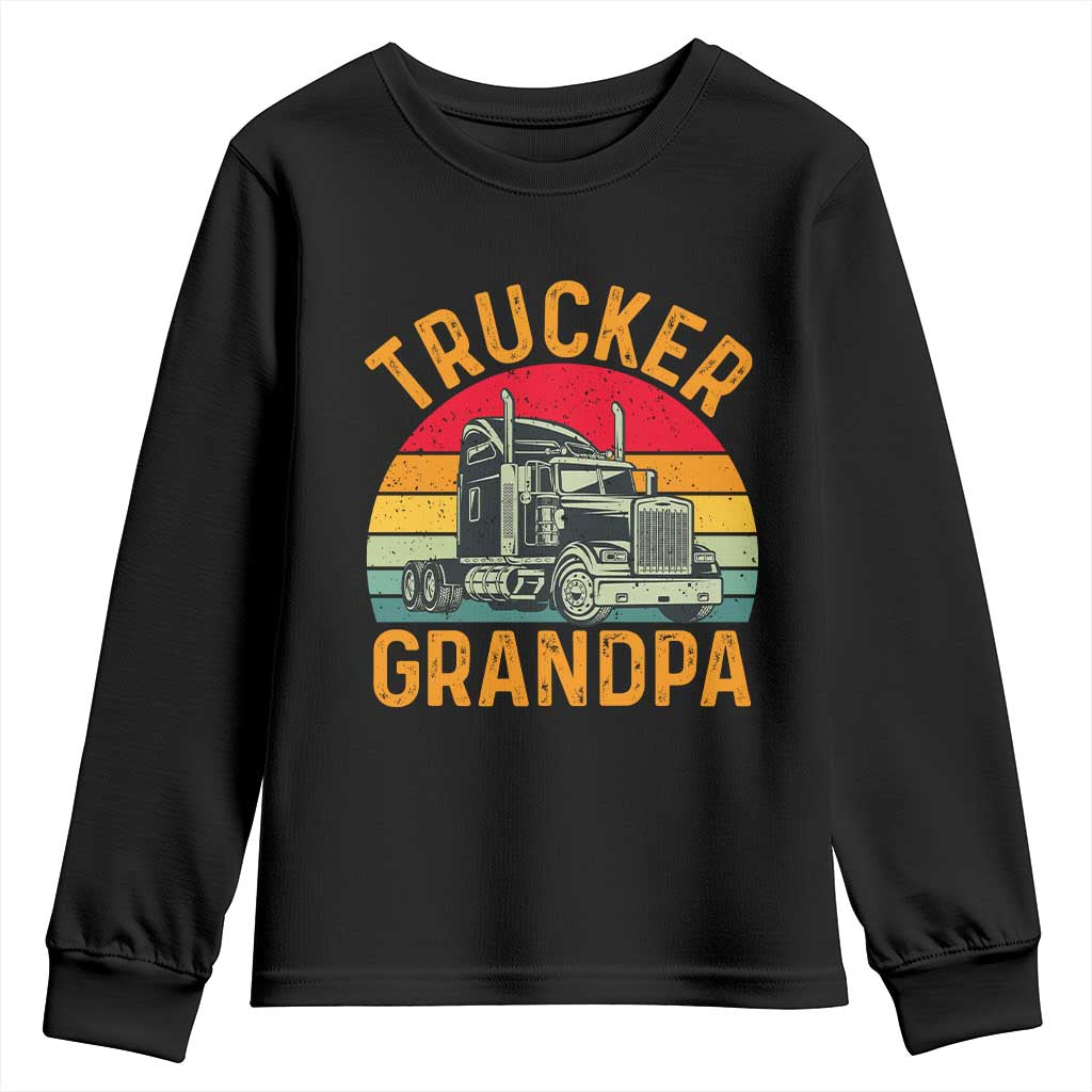 Trucker Grandpa Retro Class 8 Semi Truck Youth Sweatshirt
