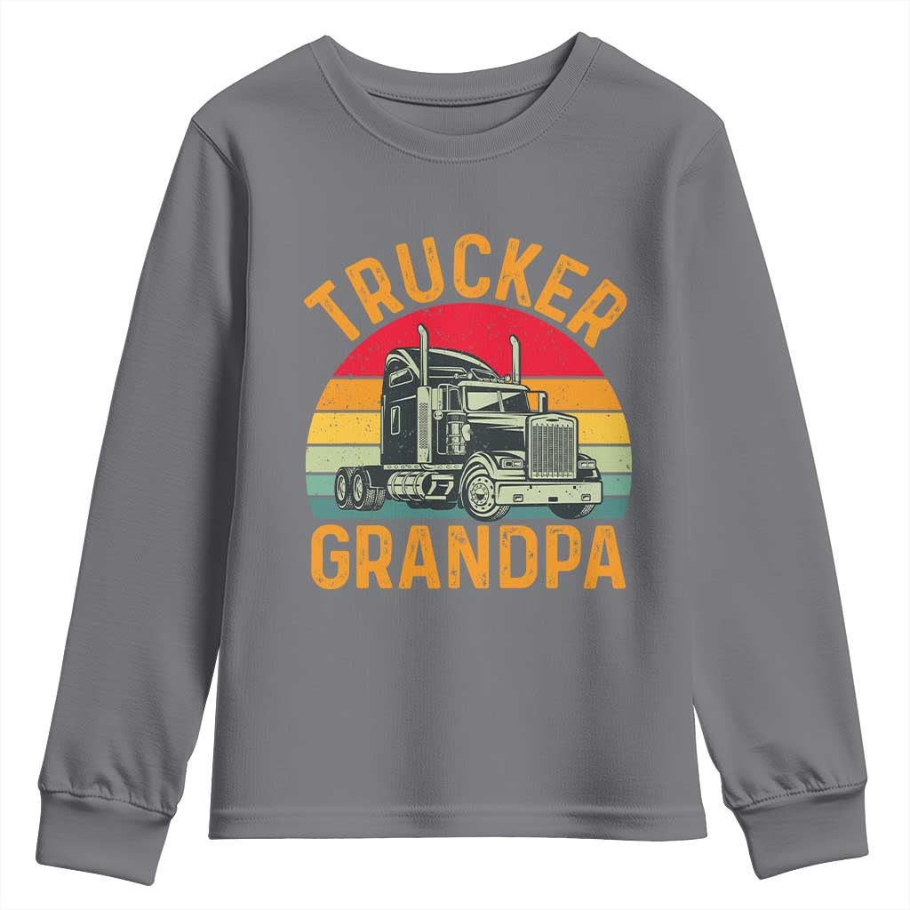 Trucker Grandpa Retro Class 8 Semi Truck Youth Sweatshirt