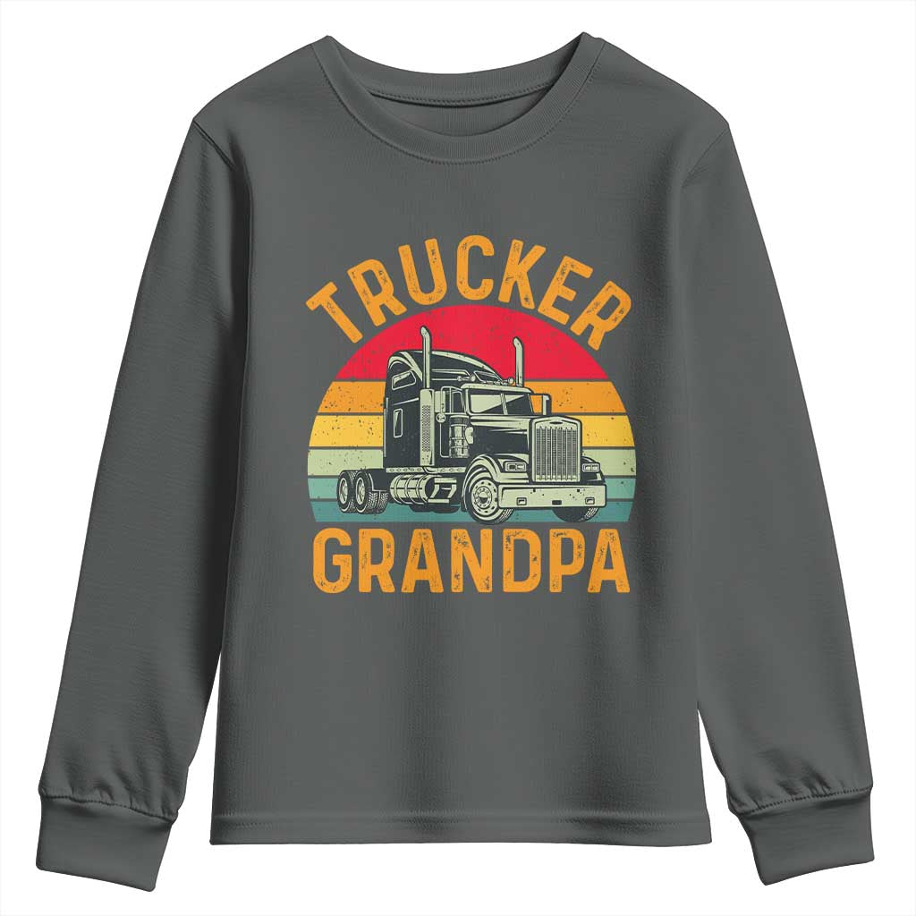 Trucker Grandpa Retro Class 8 Semi Truck Youth Sweatshirt