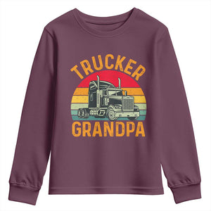 Trucker Grandpa Retro Class 8 Semi Truck Youth Sweatshirt