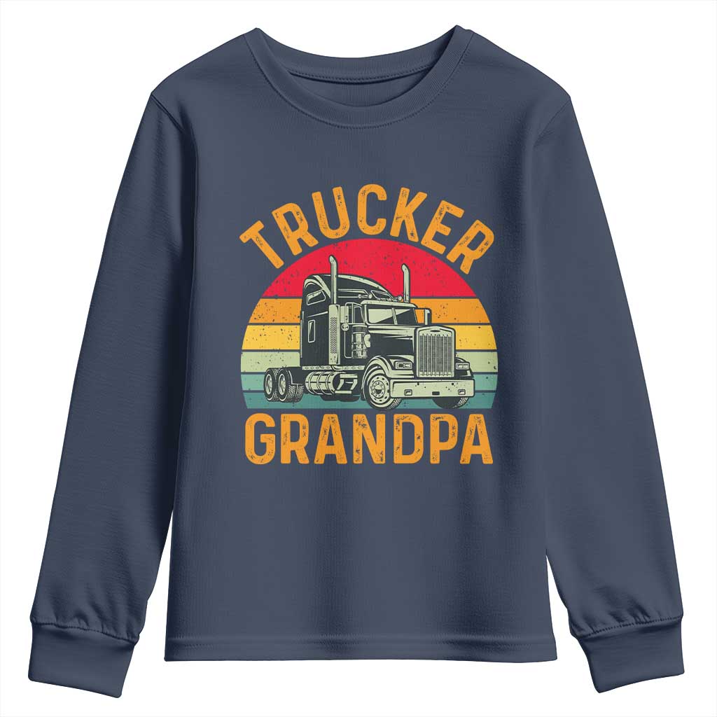 Trucker Grandpa Retro Class 8 Semi Truck Youth Sweatshirt
