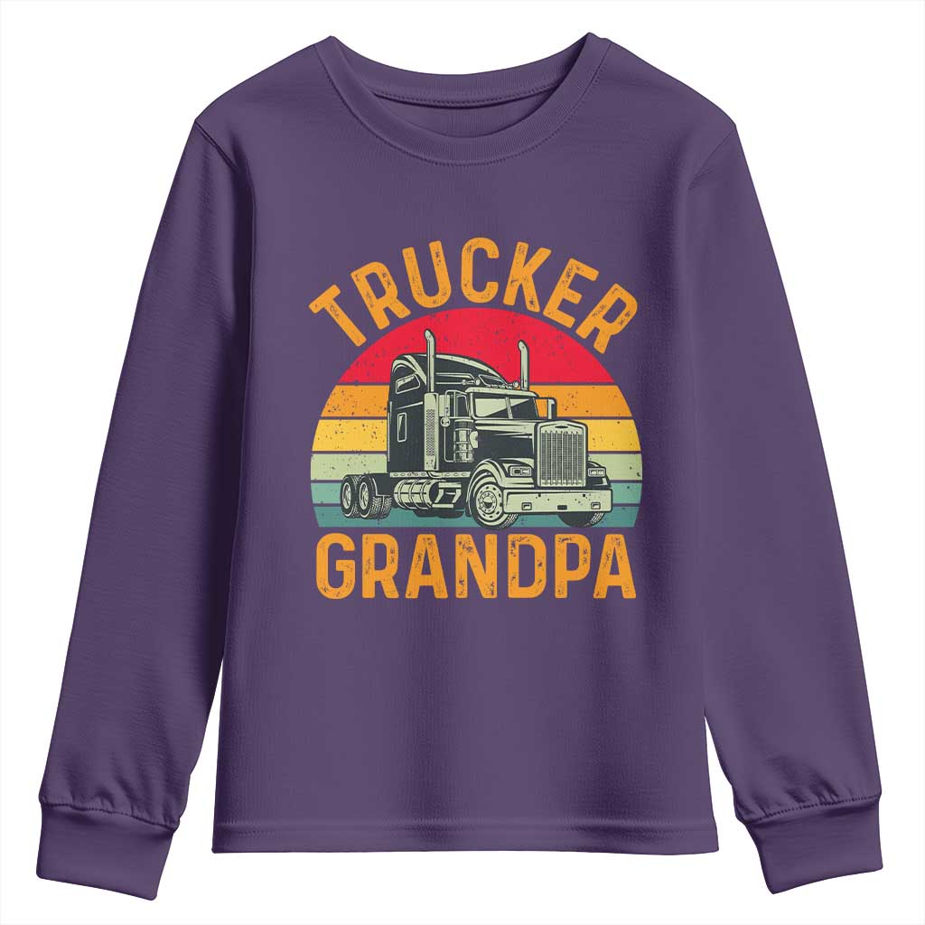 Trucker Grandpa Retro Class 8 Semi Truck Youth Sweatshirt