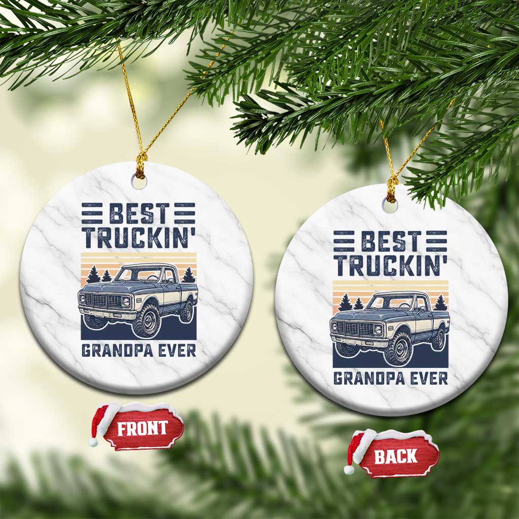 Best Truckin Grandpa Ever Ceramic Ornament Vintage 1972 Classic Pickup Truck
