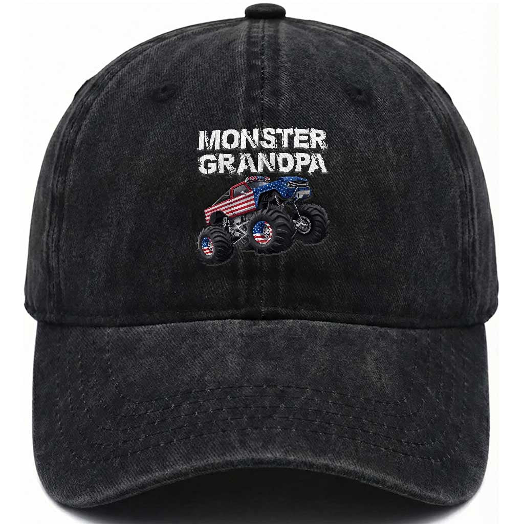 Monster Truck Grandpa Family Matching Washed Cotton Baseball Cap Monster Truck Vintage Monster Truck