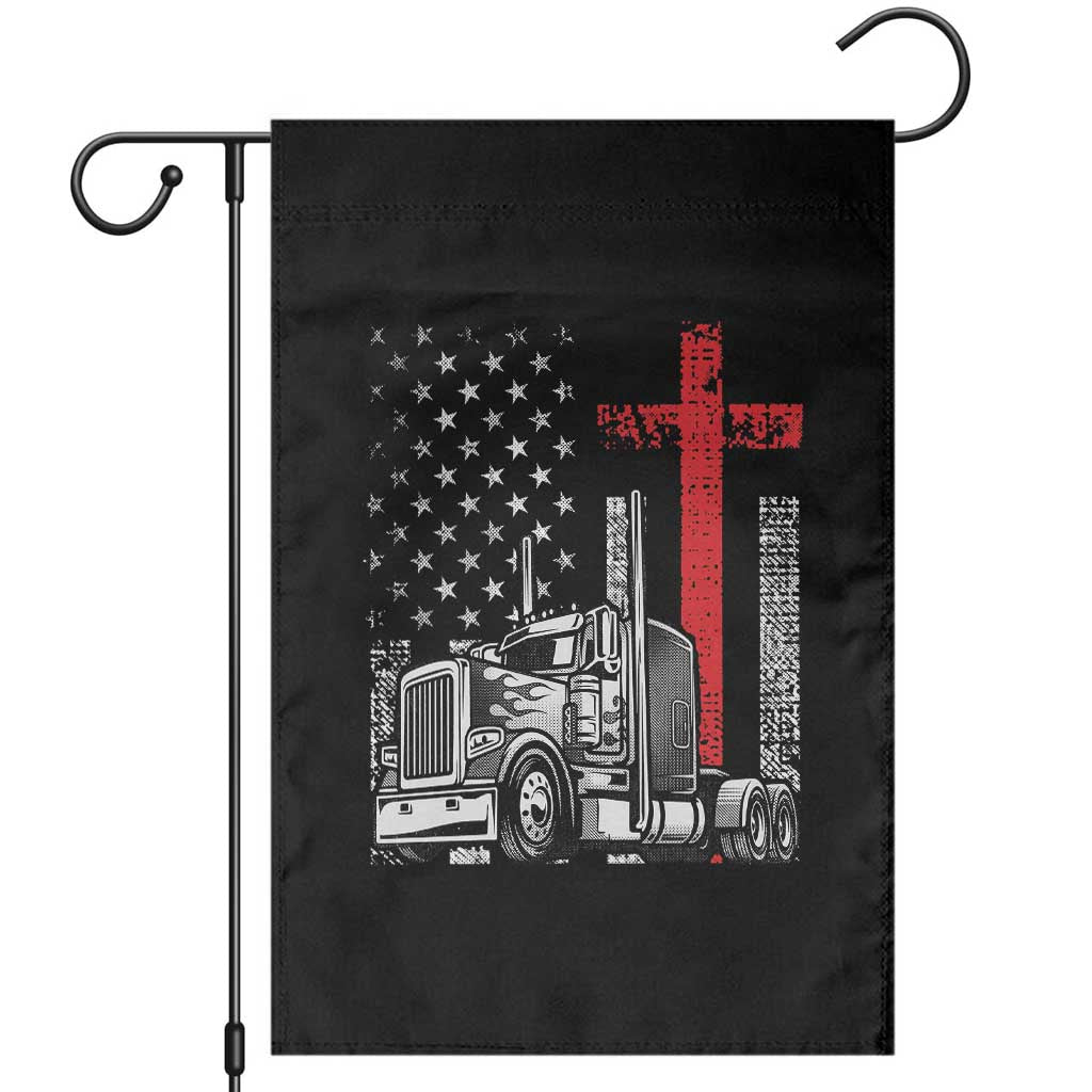 Semi Truck American Flag Christian Truck Driver Patriotic Garden Flag