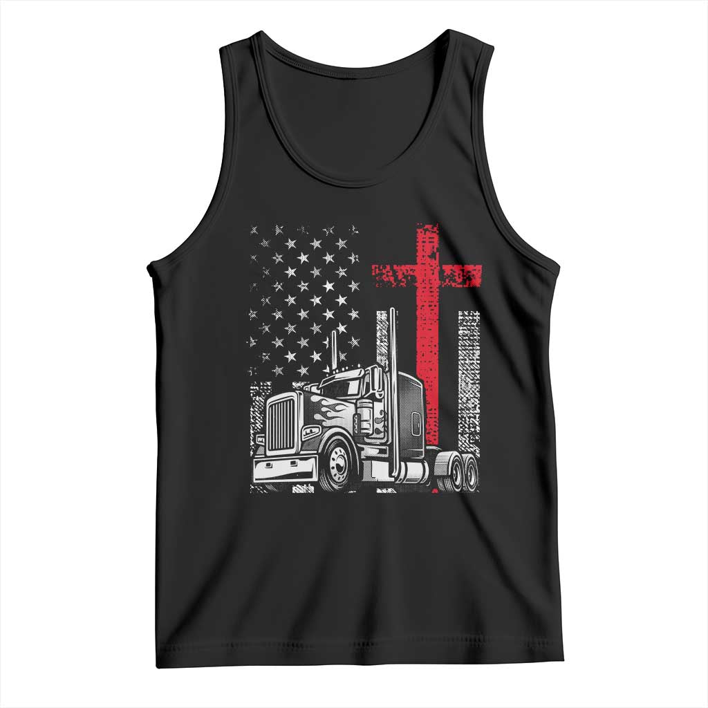 Semi Truck American Flag Christian Truck Driver Patriotic Tank Top