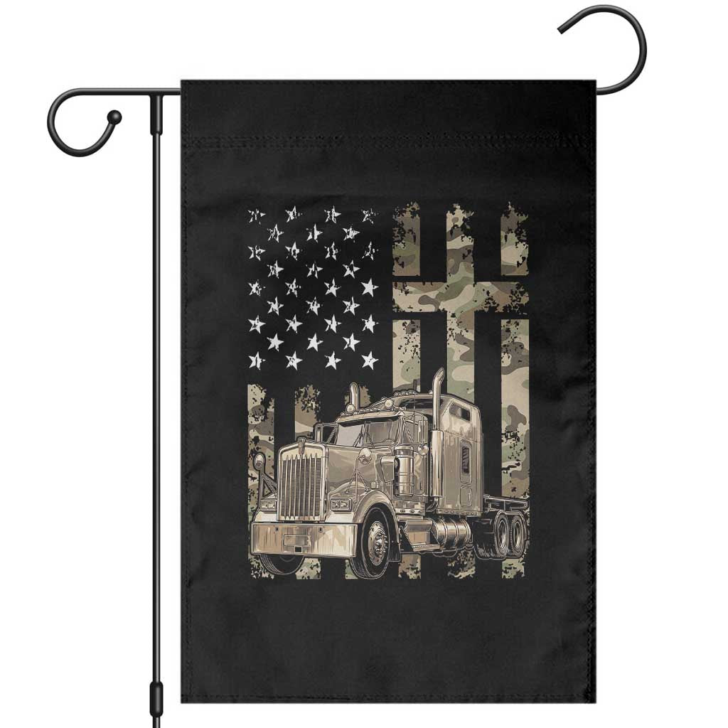 Trucker Camouflage American Flag Patriotic Christian Truck Driver Garden Flag