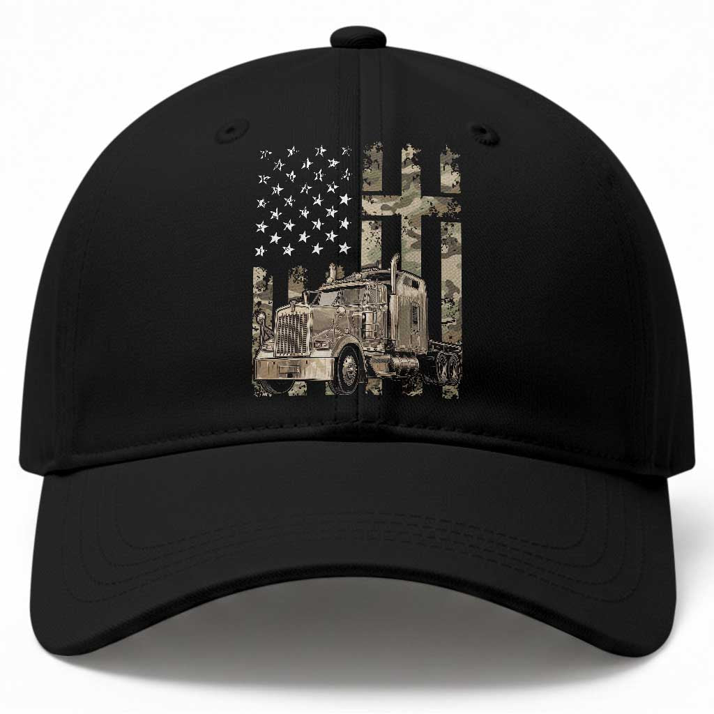 Trucker Camouflage American Flag Patriotic Christian Truck Driver Baseball Cap