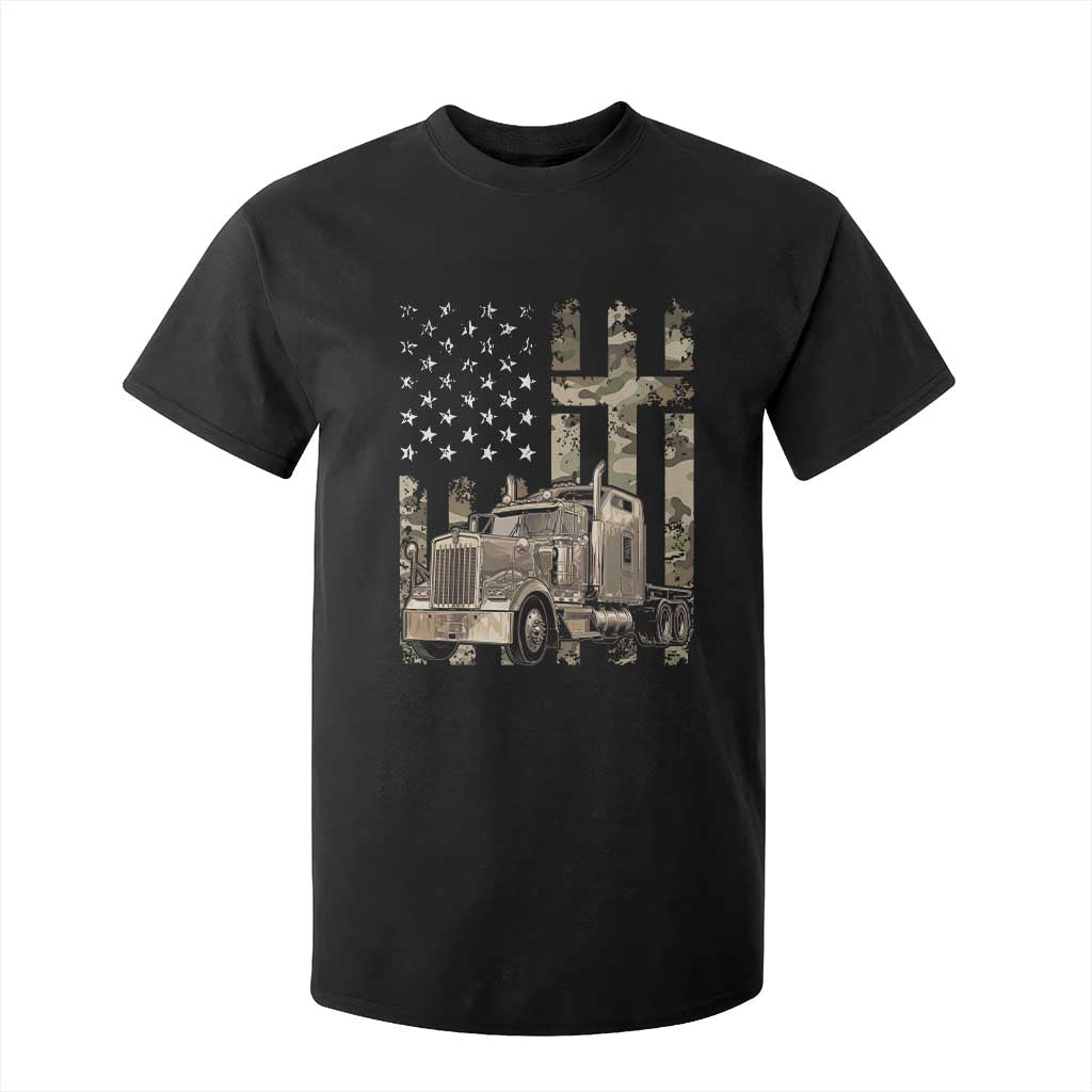 Trucker Camouflage American Flag Patriotic Christian Truck Driver T Shirt For Kid