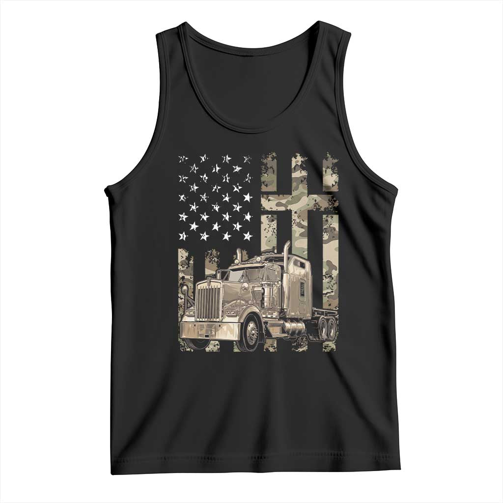 Trucker Camouflage American Flag Patriotic Christian Truck Driver Tank Top