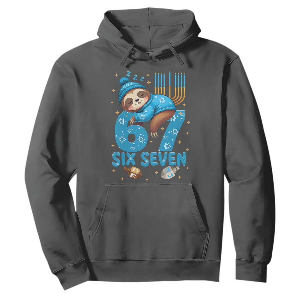 67 Six Seven Meme Hoodie Funny Hanukkah Sloth TS14 Dark Heather Print Your Wear