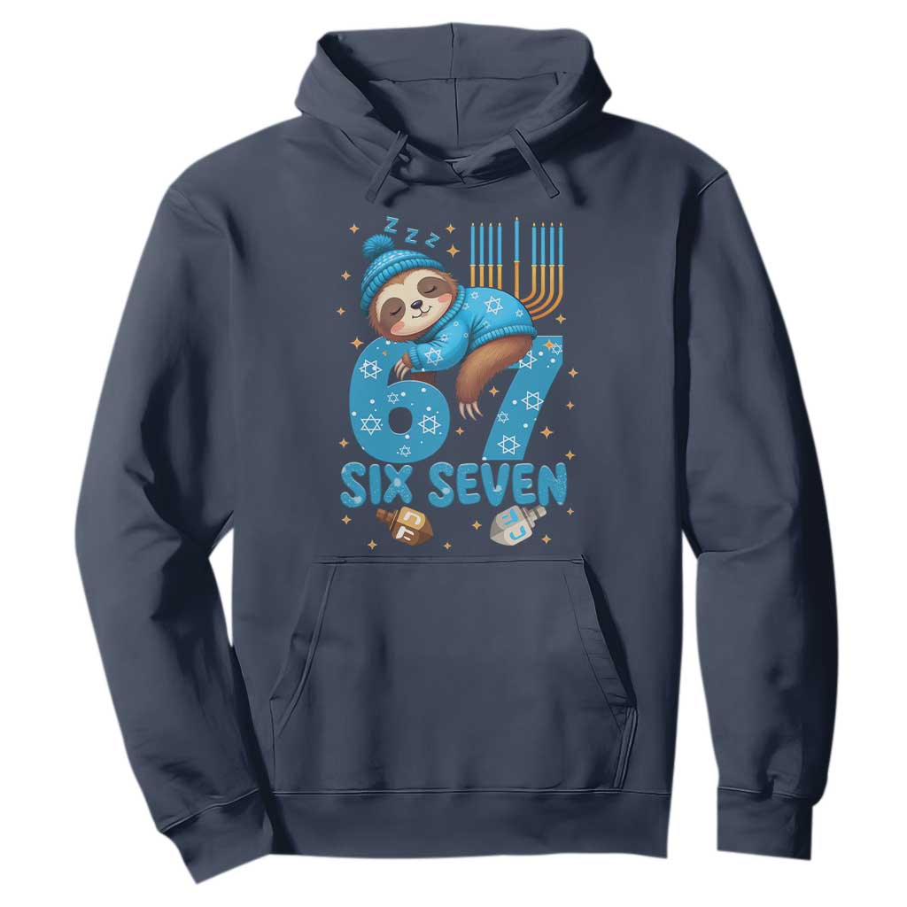 67 Six Seven Meme Hoodie Funny Hanukkah Sloth TS14 Navy Print Your Wear