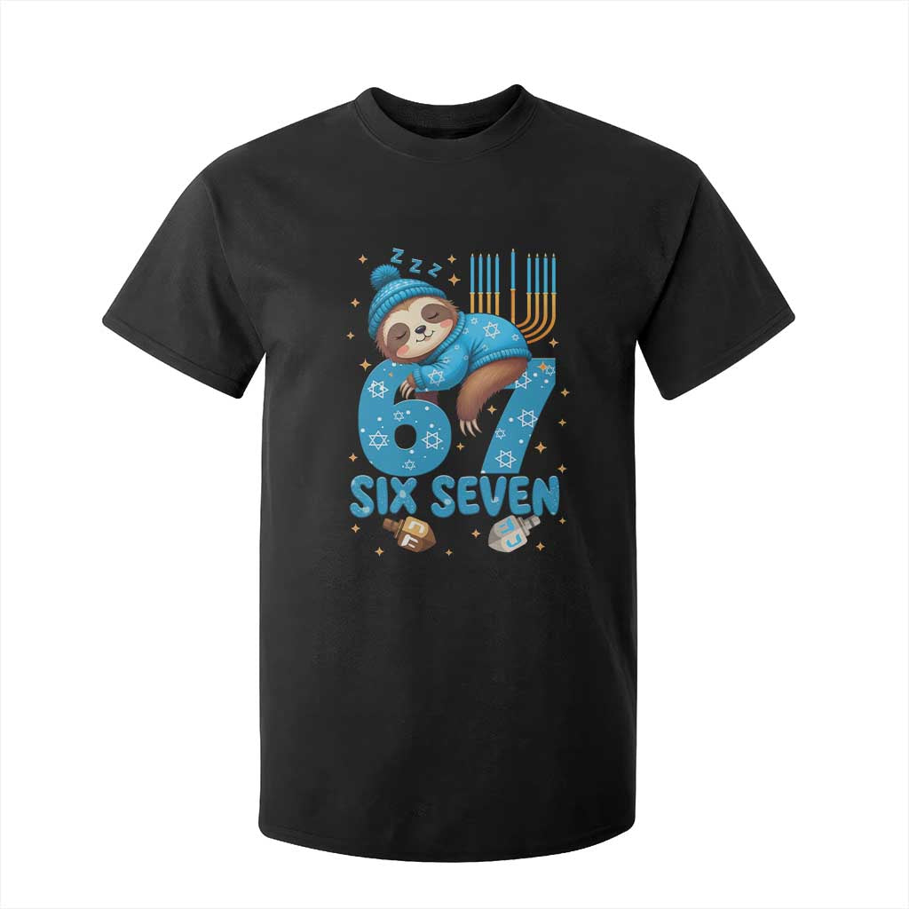 67 Six Seven Meme T Shirt For Kid Funny Hanukkah Sloth TS14 Black Print Your Wear