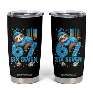 67 Six Seven Meme Tumbler Cup Funny Hanukkah Sloth TS14 Black Print Your Wear