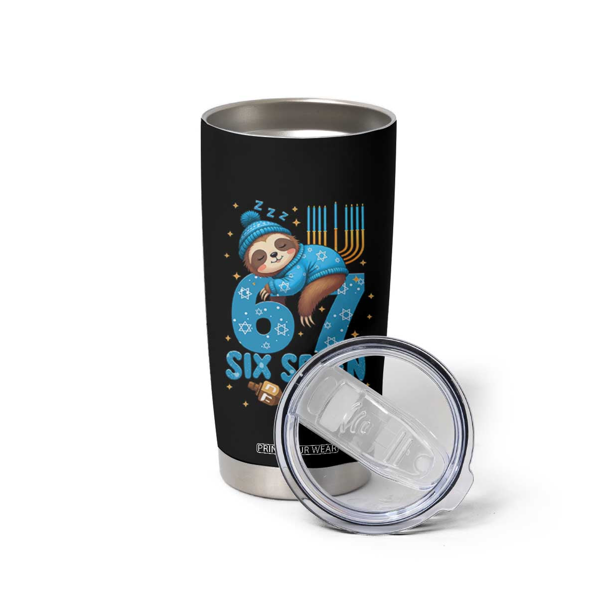 67 Six Seven Meme Tumbler Cup Funny Hanukkah Sloth TS14 Print Your Wear
