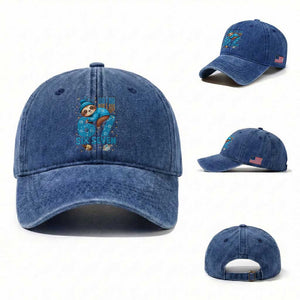 67 Six Seven Meme Washed Cotton Baseball Cap Funny Hanukkah Sloth TS14 Washed Cap Universal Fit Royal Blue Print Your Wear