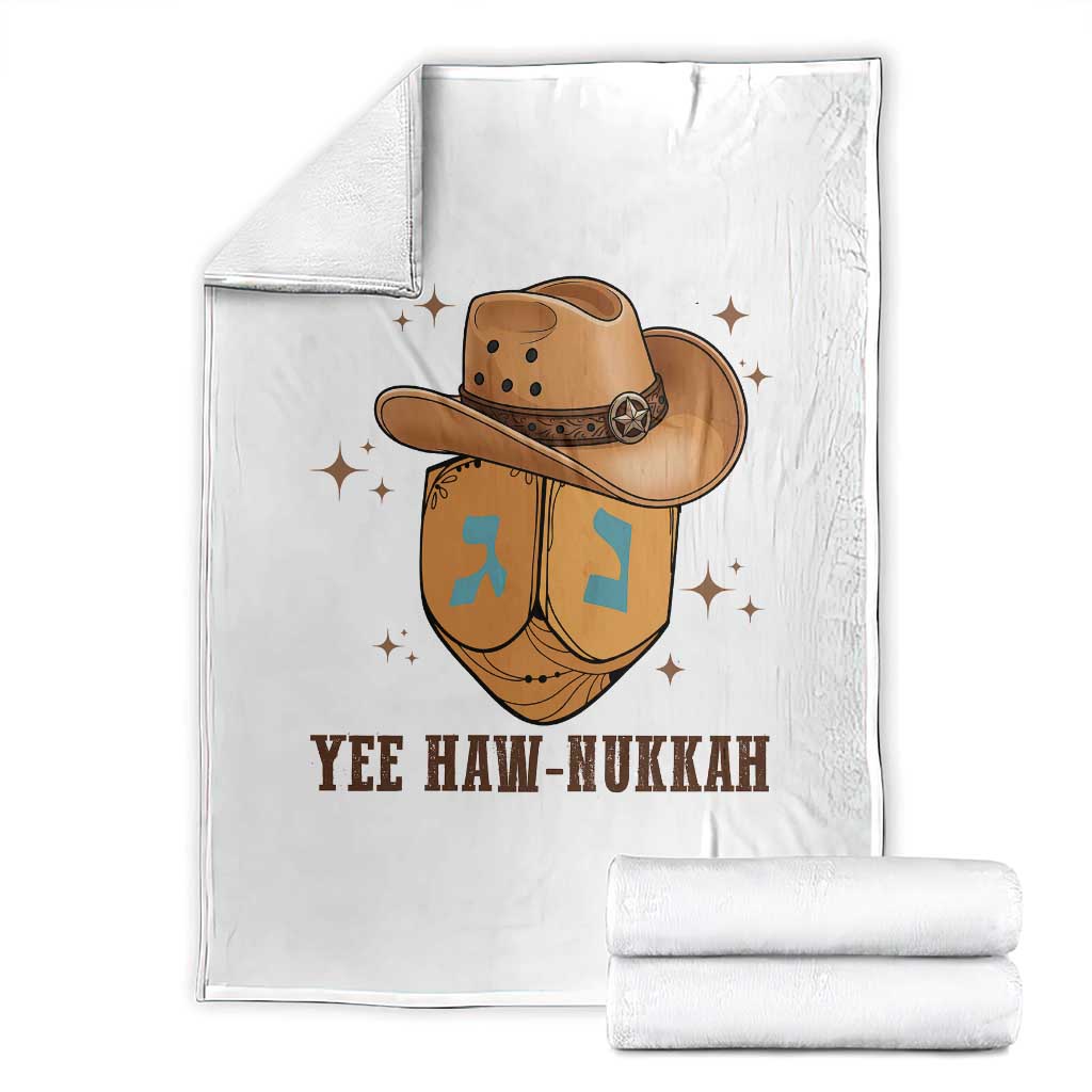 Yee Haw Nukkah Throw Blanket Funny Cowboy Hanukkah TS14 White Print Your Wear