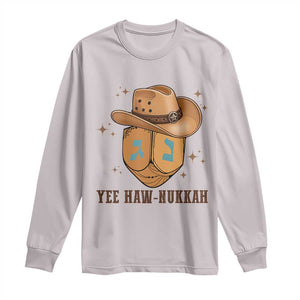 Yee Haw Nukkah Long Sleeve Shirt Funny Cowboy Hanukkah TS14 Ice Gray Print Your Wear
