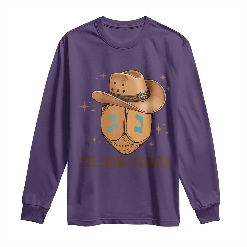 Yee Haw Nukkah Long Sleeve Shirt Funny Cowboy Hanukkah TS14 Purple Print Your Wear