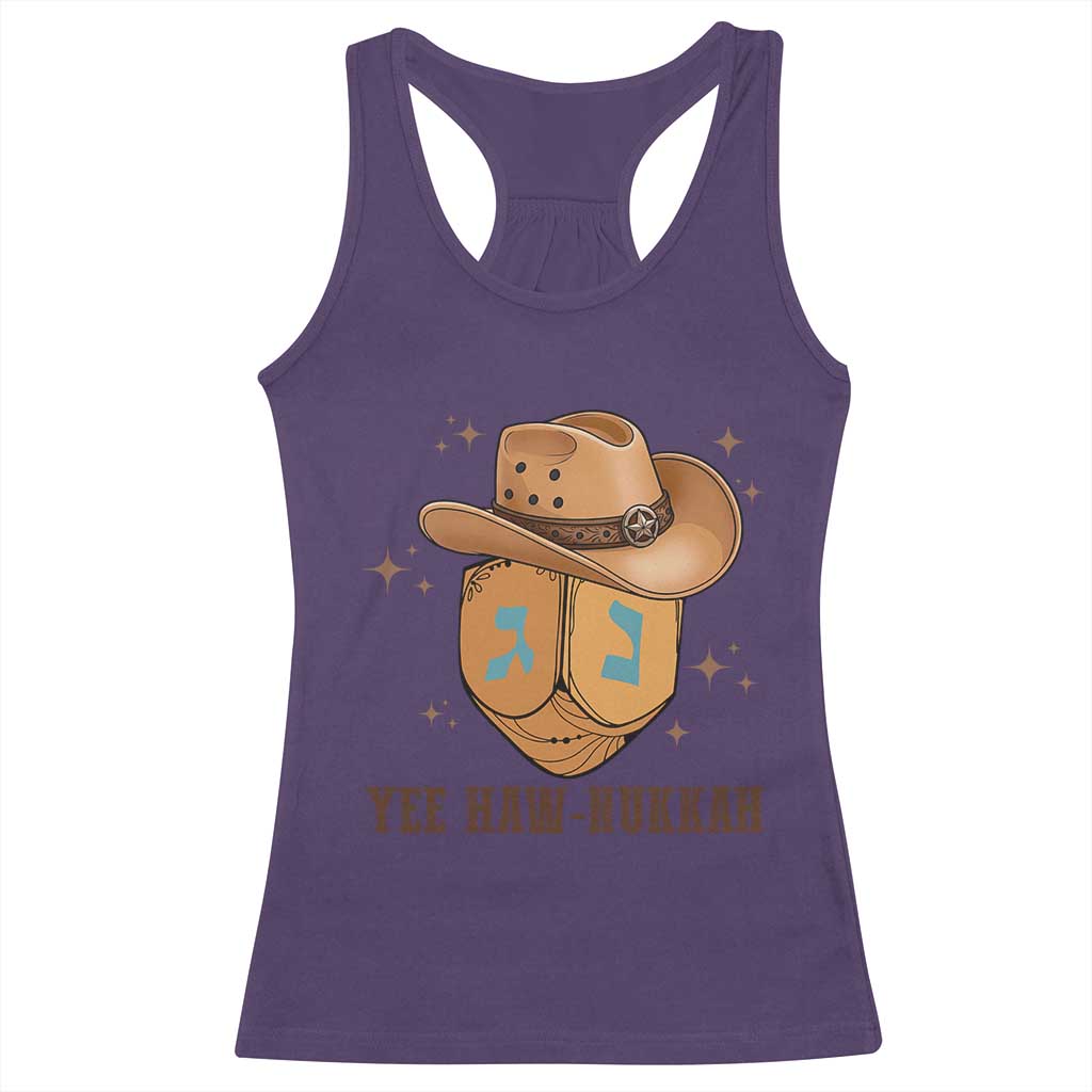 Yee Haw Nukkah Racerback Tank Top Funny Cowboy Hanukkah TS14 Purple Print Your Wear