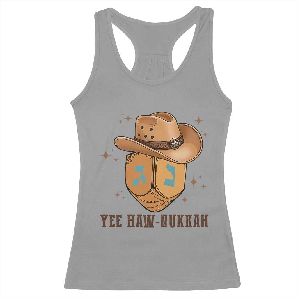 Yee Haw Nukkah Racerback Tank Top Funny Cowboy Hanukkah TS14 Sport Gray Print Your Wear