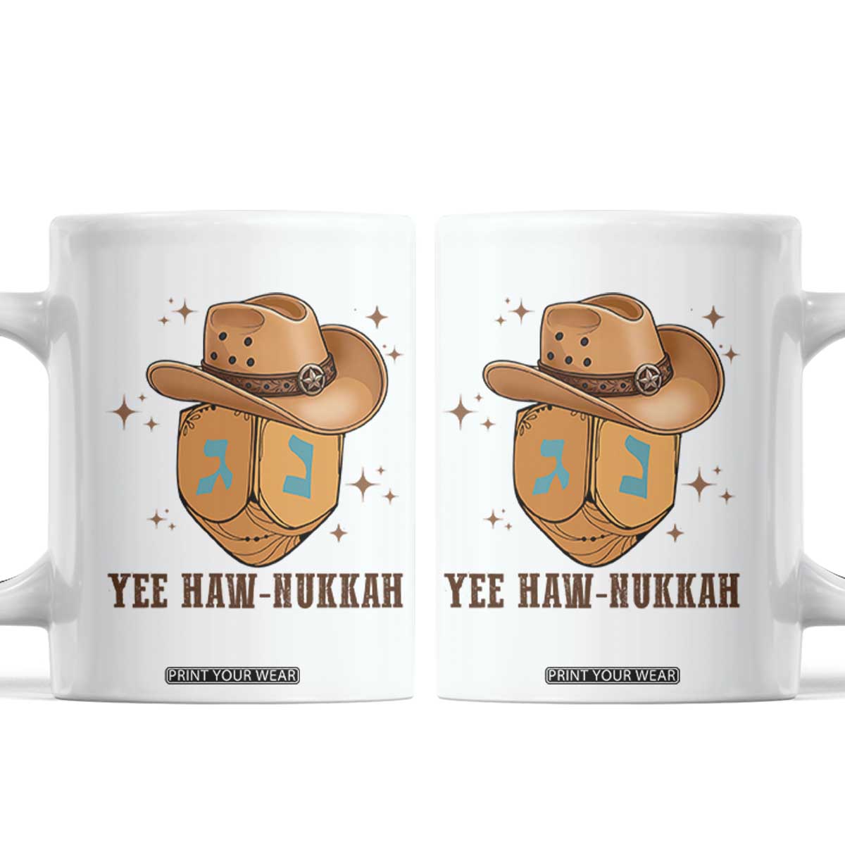 Yee Haw Nukkah Coffee Mug Funny Cowboy Hanukkah TS14 White Print Your Wear