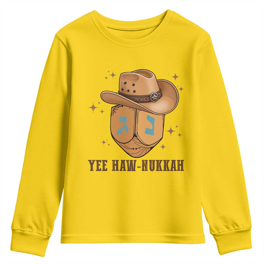 Yee Haw Nukkah Youth Sweatshirt Funny Cowboy Hanukkah TS14 Daisy Print Your Wear