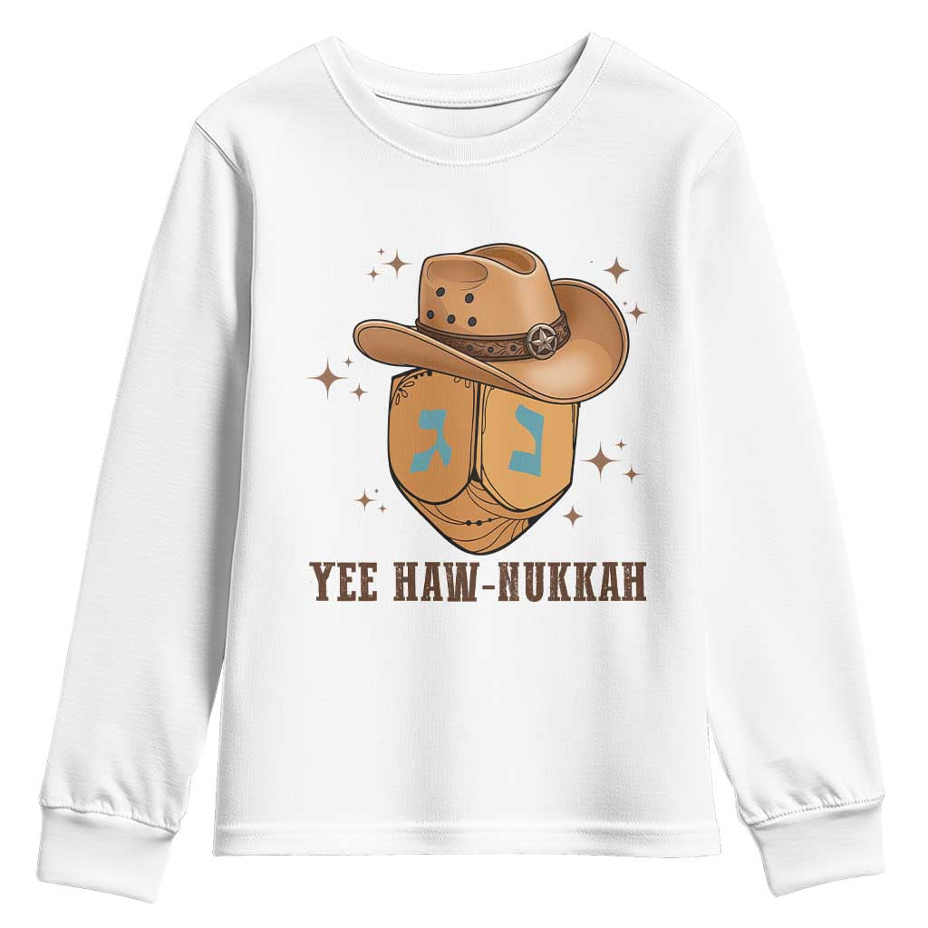 Yee Haw Nukkah Youth Sweatshirt Funny Cowboy Hanukkah TS14 White Print Your Wear