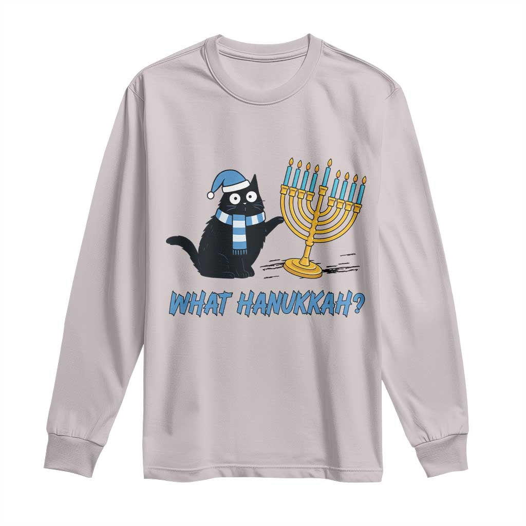 Funny Black Cat Hanukkah Chanukah Long Sleeve Shirt TS14 Ice Gray Print Your Wear