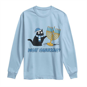 Funny Black Cat Hanukkah Chanukah Long Sleeve Shirt TS14 Light Blue Print Your Wear