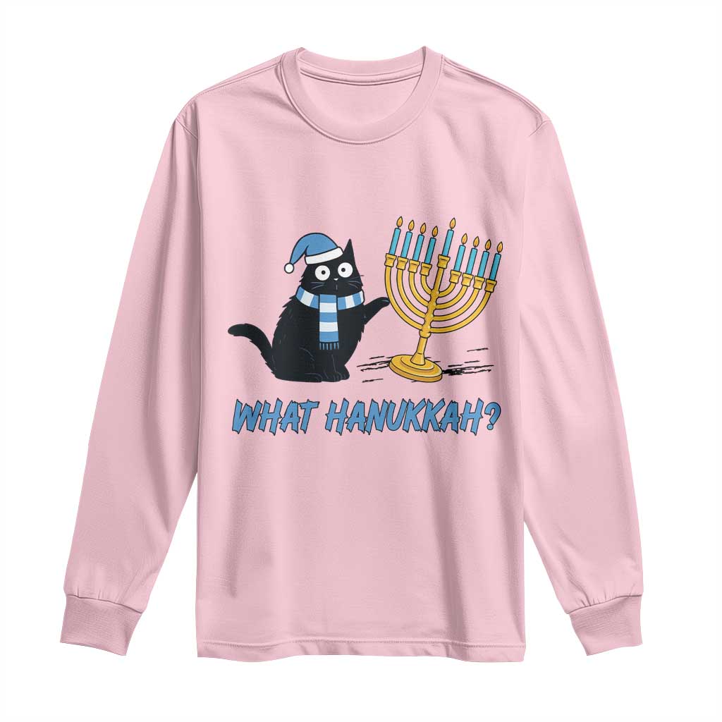 Funny Black Cat Hanukkah Chanukah Long Sleeve Shirt TS14 Light Pink Print Your Wear
