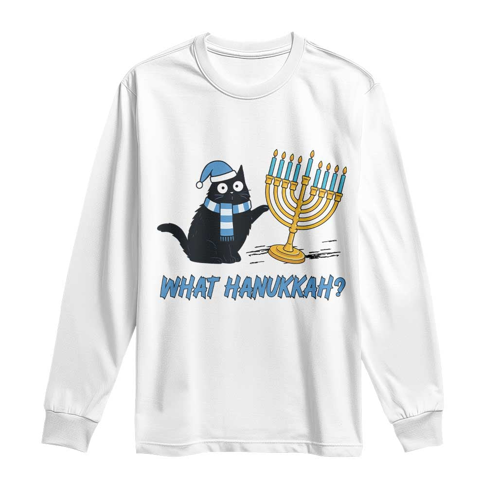 Funny Black Cat Hanukkah Chanukah Long Sleeve Shirt TS14 White Print Your Wear