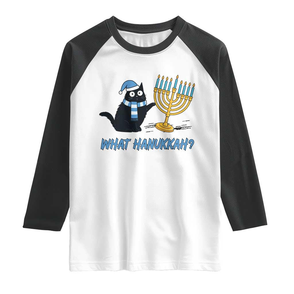 Funny Black Cat Hanukkah Chanukah Raglan Shirt TS14 White Black Print Your Wear