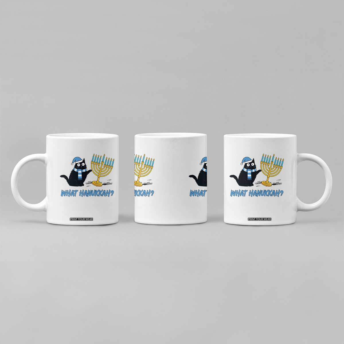 Funny Black Cat Hanukkah Chanukah Coffee Mug TS14 Print Your Wear