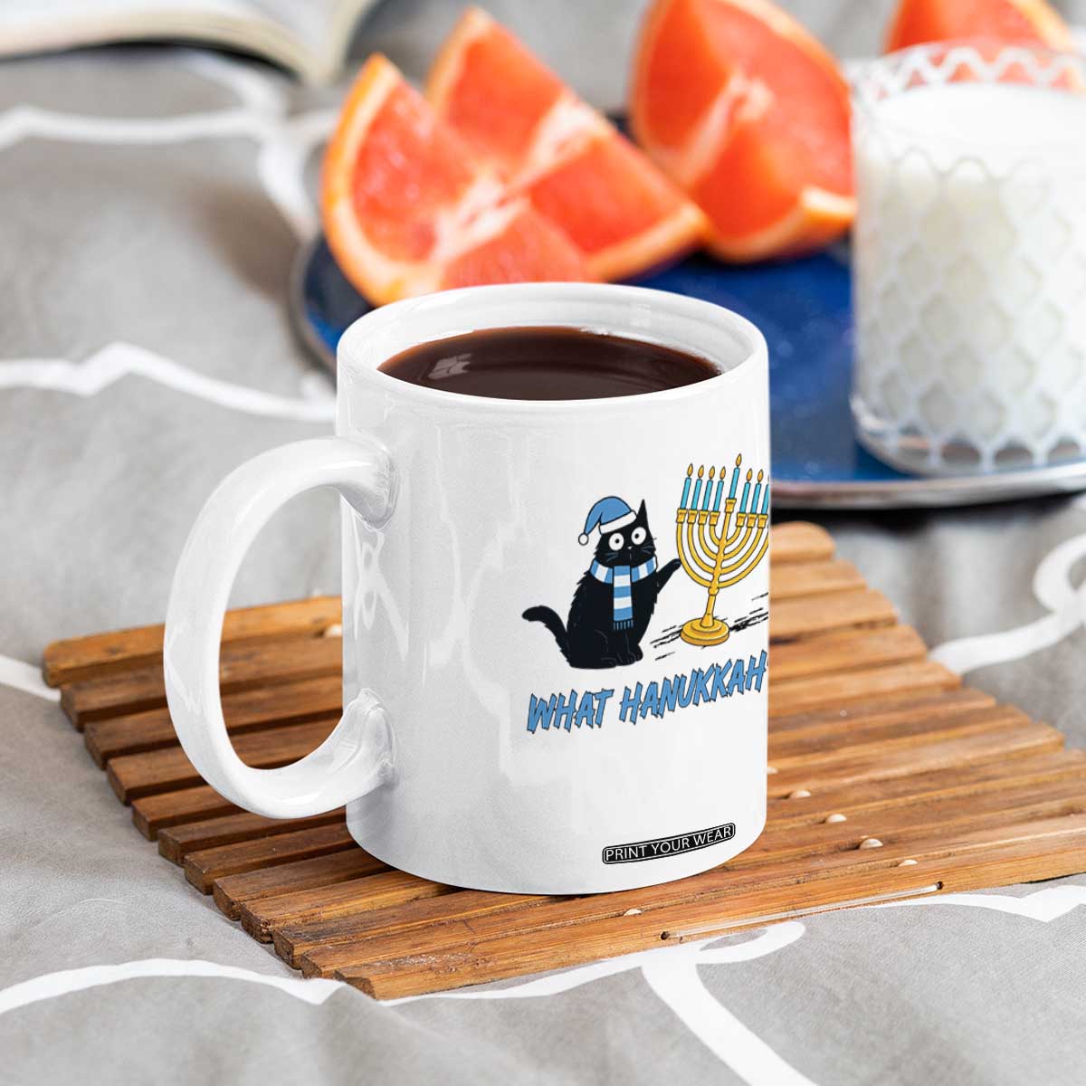 Funny Black Cat Hanukkah Chanukah Coffee Mug TS14 Print Your Wear