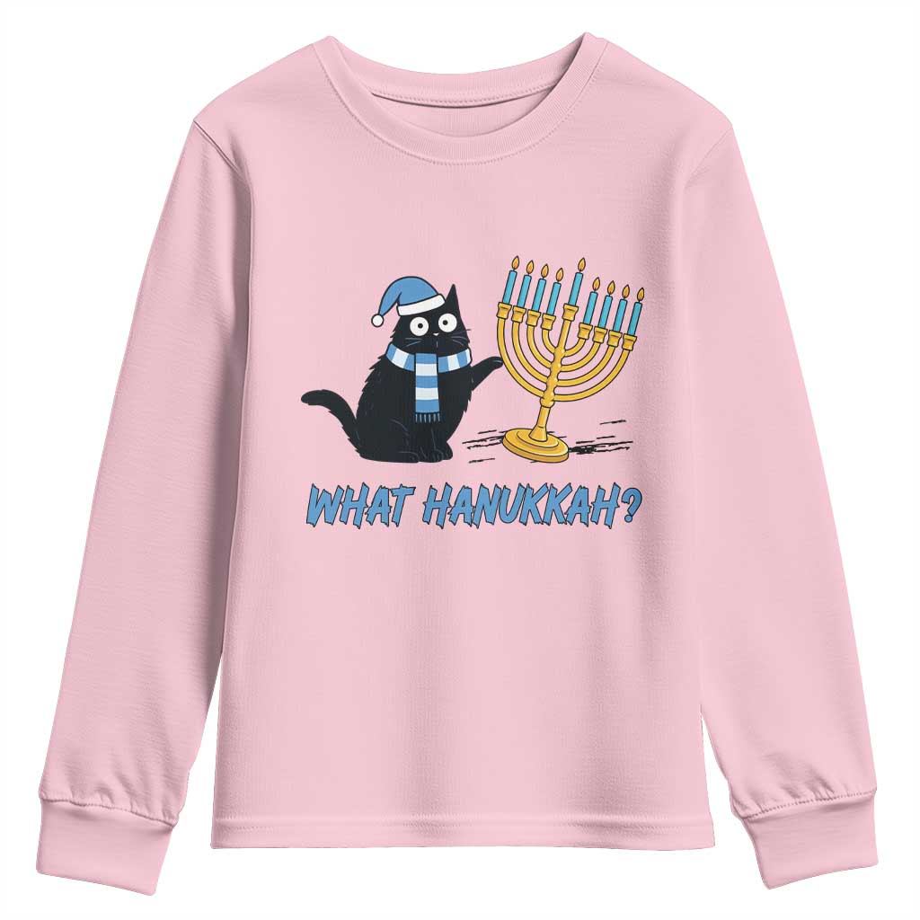 Funny Black Cat Hanukkah Chanukah Youth Sweatshirt TS14 Light Pink Print Your Wear