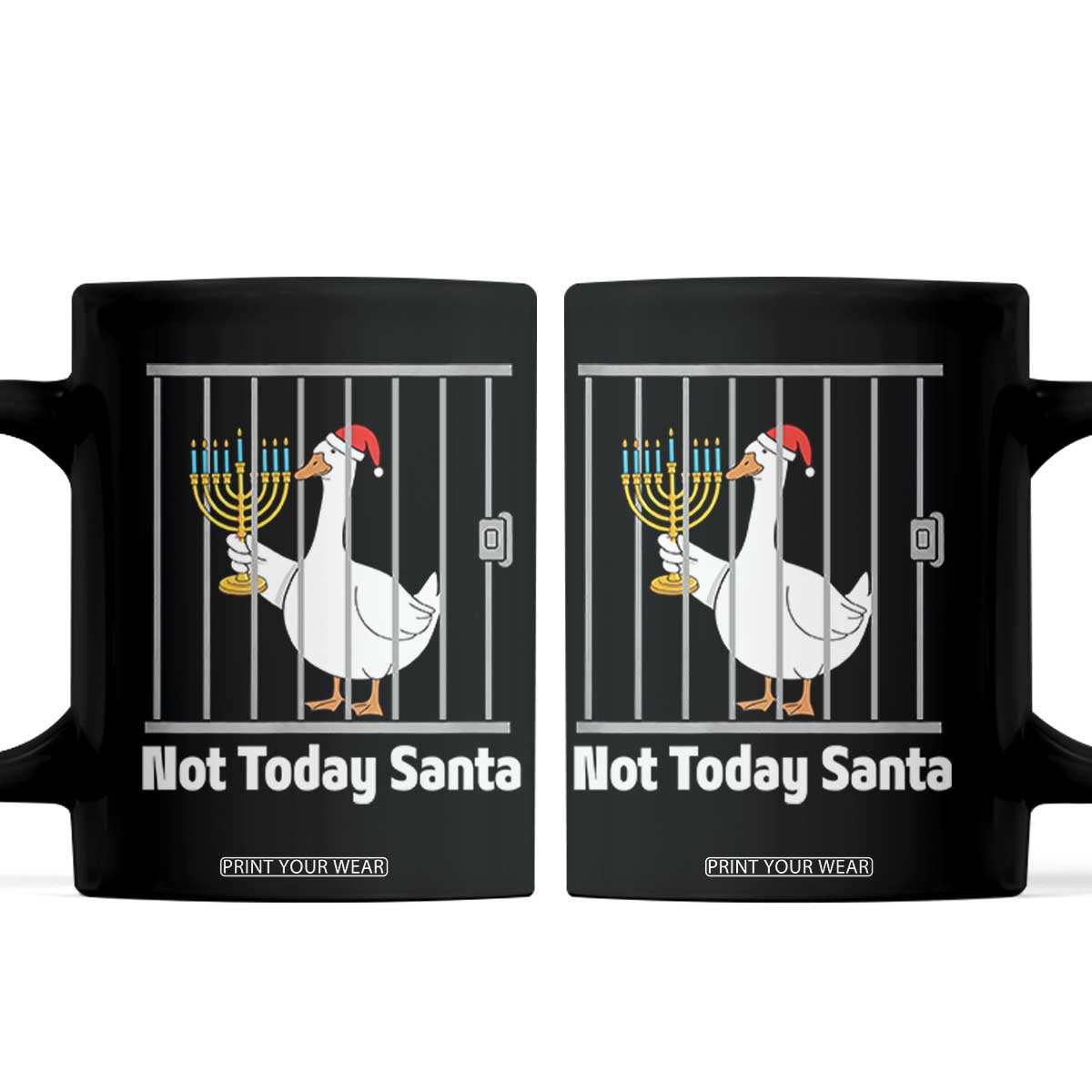 Funny Goose Hanukkah Chanukah Coffee Mug Not Today Santa TS14 Black Print Your Wear