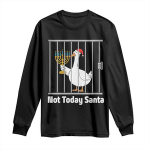 Funny Goose Hanukkah Chanukah Long Sleeve Shirt Not Today Santa TS14 Black Print Your Wear