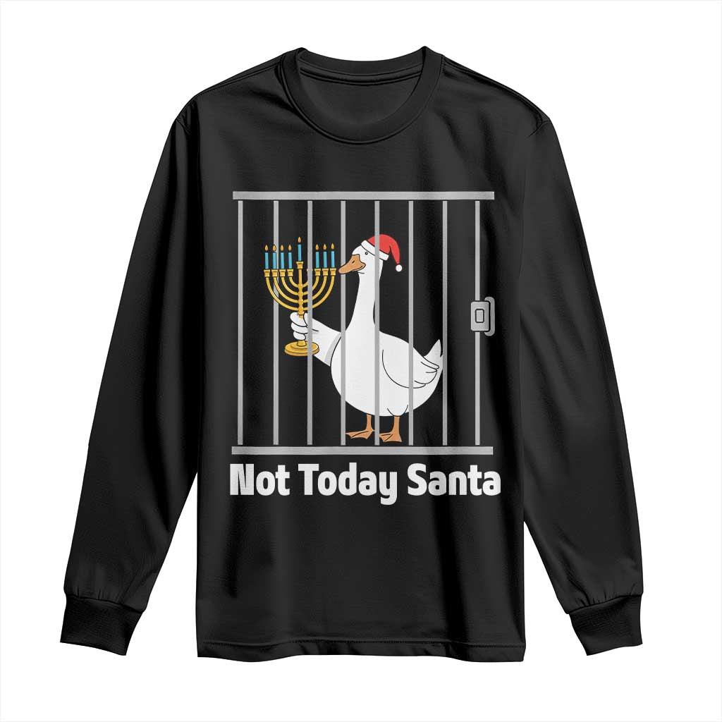Funny Goose Hanukkah Chanukah Long Sleeve Shirt Not Today Santa TS14 Black Print Your Wear