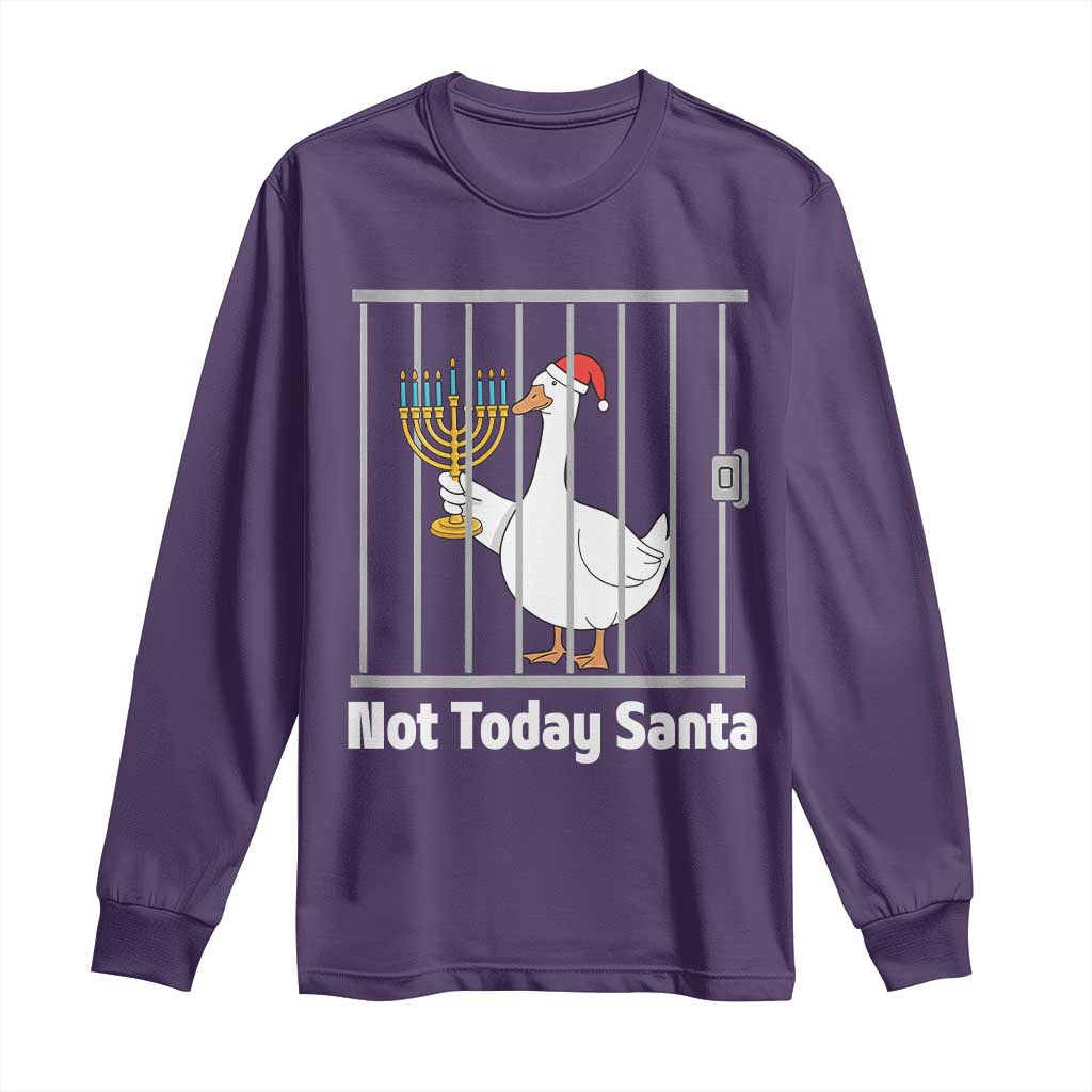 Funny Goose Hanukkah Chanukah Long Sleeve Shirt Not Today Santa TS14 Purple Print Your Wear