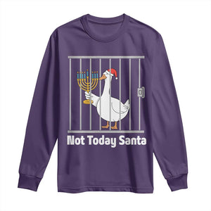 Funny Goose Hanukkah Chanukah Long Sleeve Shirt Not Today Santa TS14 Purple Print Your Wear