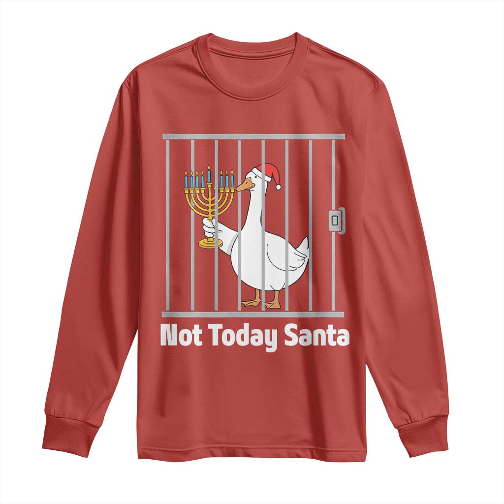 Funny Goose Hanukkah Chanukah Long Sleeve Shirt Not Today Santa TS14 Red Print Your Wear