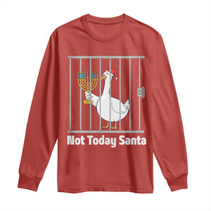 Funny Goose Hanukkah Chanukah Long Sleeve Shirt Not Today Santa TS14 Red Print Your Wear